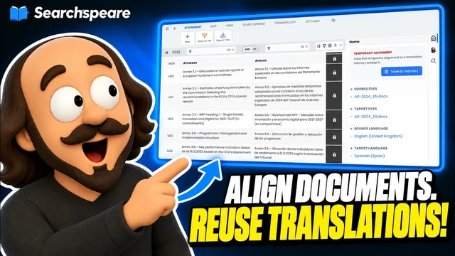 Align documents and save translations to a memory.