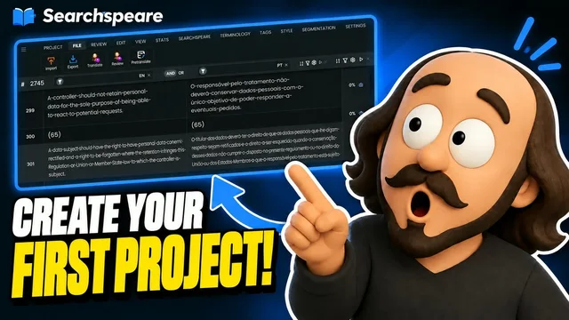 Create your first project in Searchspeare.